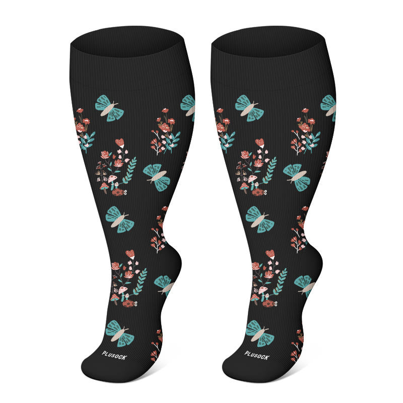 Plusock Plus Size Butterfly Daisy Compression Socks(3 Pairs) - Butterfly(1 Pair) - 4XL - image 4