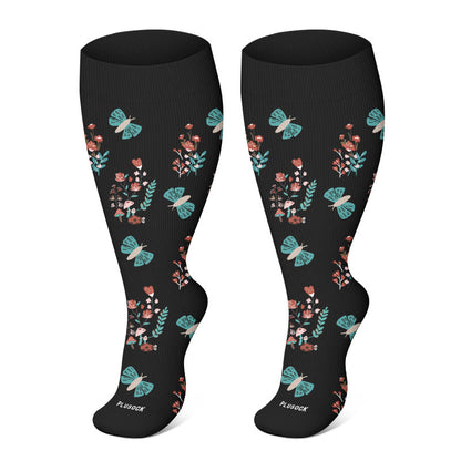 Plusock Plus Size Butterfly Daisy Compression Socks(3 Pairs) - Butterfly(1 Pair) - 4XL - image 4