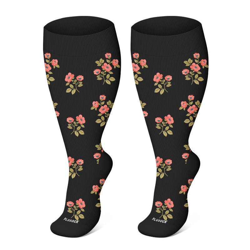 Plusock Plus Size Butterfly Daisy Compression Socks(3 Pairs) - Pink(1 Pair) - 4XL - image 3