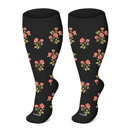 Plusock Plus Size Butterfly Daisy Compression Socks(3 Pairs) - Pink(1 Pair) - 4XL - image 3