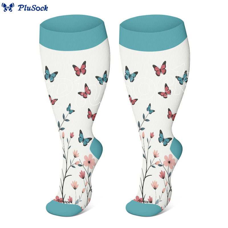 Plusock Plus Size Butterfly Garden Compression Socks(3 Pairs) - image 3