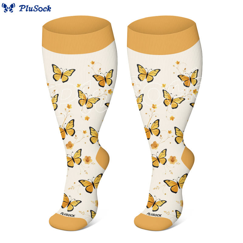 Plusock Plus Size Butterfly Garden Compression Socks(3 Pairs) - image 4