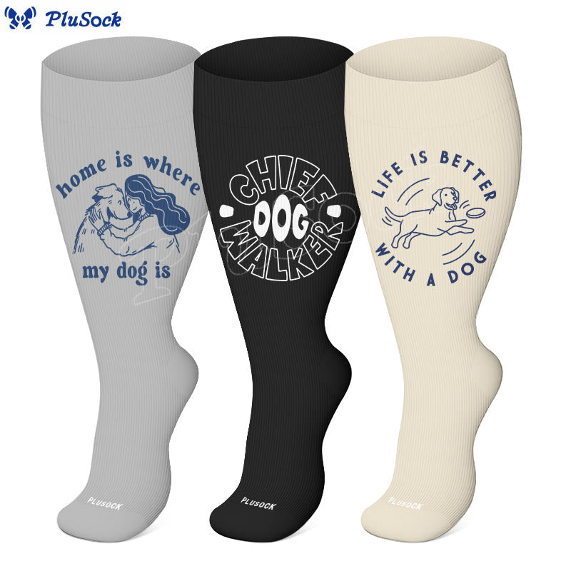 Plusock Plus Size Dog LoverCompression Socks(3 Pairs) - image 0