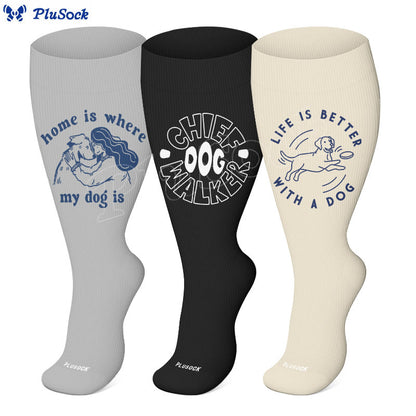 Plusock Plus Size Dog LoverCompression Socks(3 Pairs) - image 0