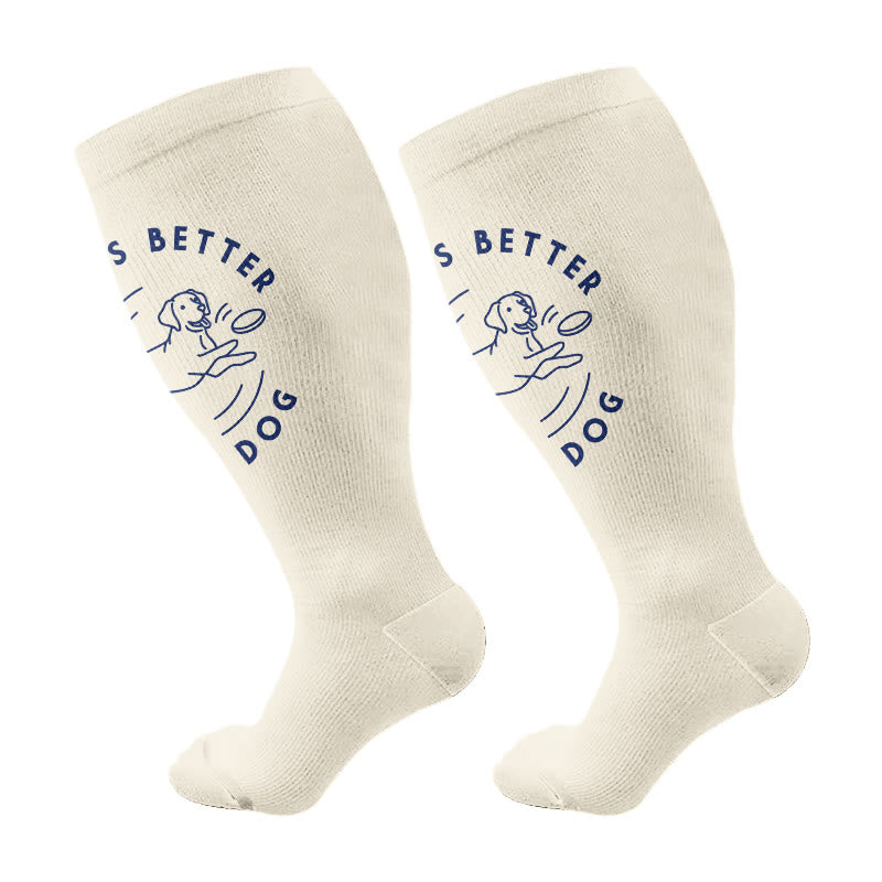 Plusock Plus Size Dog LoverCompression Socks(3 Pairs) - Nude(1 Pair) - 4XL - image 6