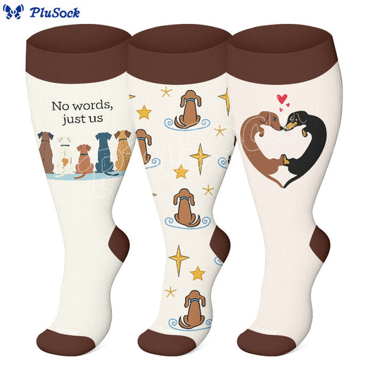 Plusock Plus Size Dachshund Love Compression Socks(3 Pairs) - image 0