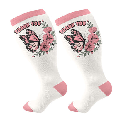 Plusock Plus Size Butterfly Bloom Compression Socks(3 Pairs) - Pink(1 Pair) - 4XL - image 5