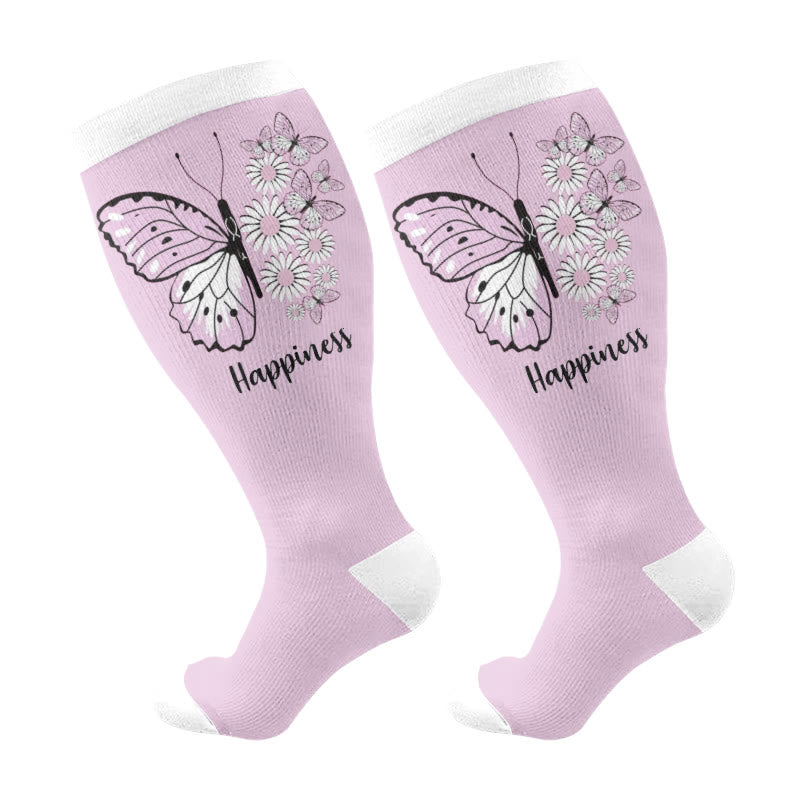 Plusock Plus Size Butterfly Bloom Compression Socks(3 Pairs) - Purple(1 Pair) - 4XL - image 7