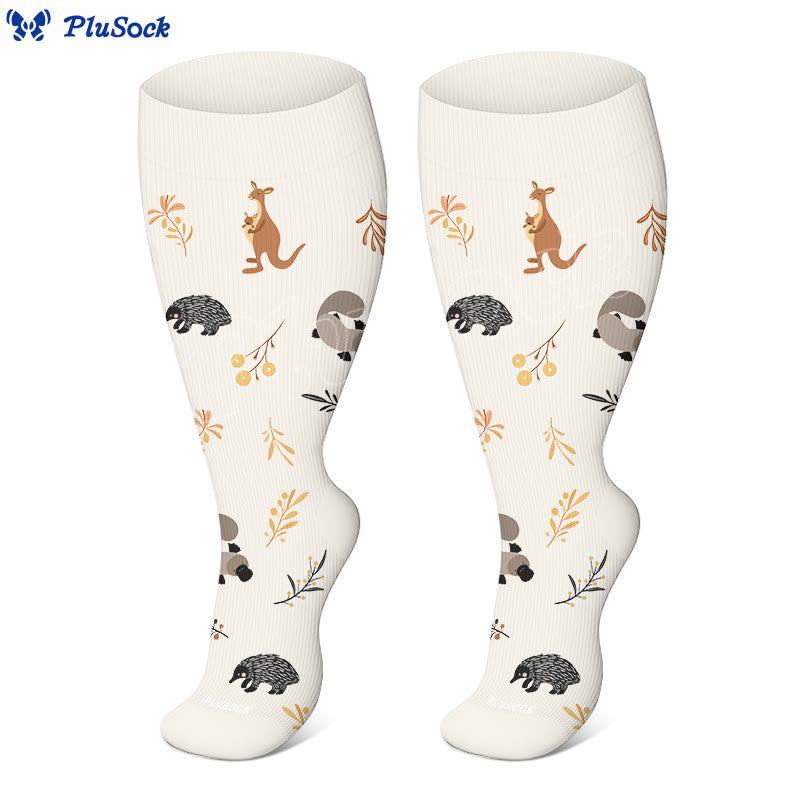 Plusock Plus Size Woodland Animal Compression Socks(3 Pairs) - image 3