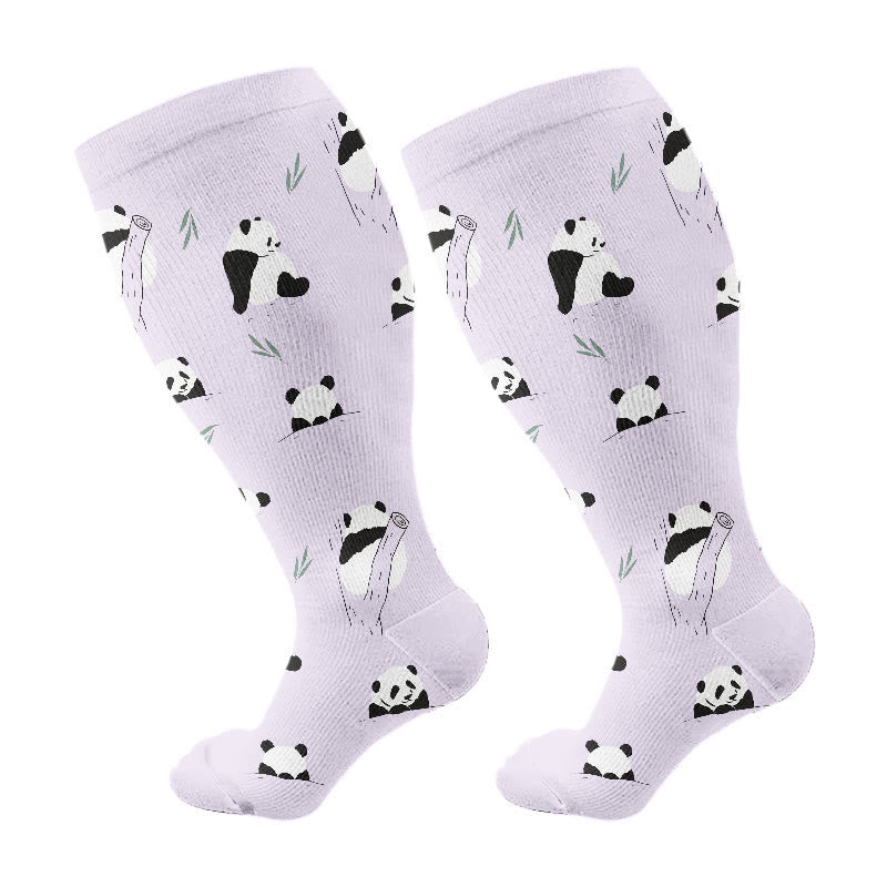 Plusock Plus Size Woodland Animal Compression Socks(3 Pairs) - Purple(1 Pair) - 4XL - image 5