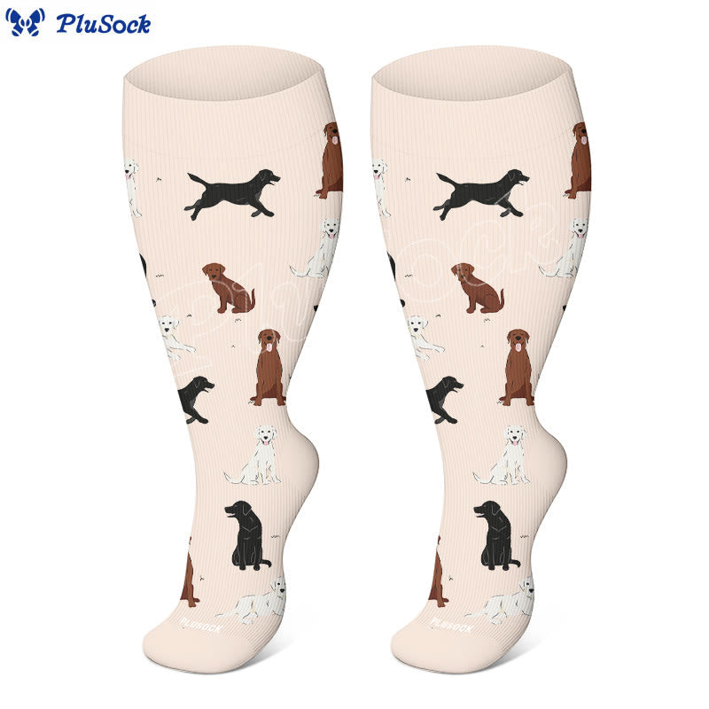 Plusock Plus Size Playful Dog Compression Socks(3 Pairs) - image 3