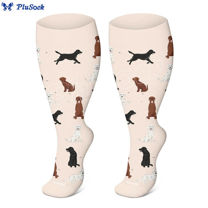Plusock Plus Size Playful Dog Compression Socks(3 Pairs) - image 3