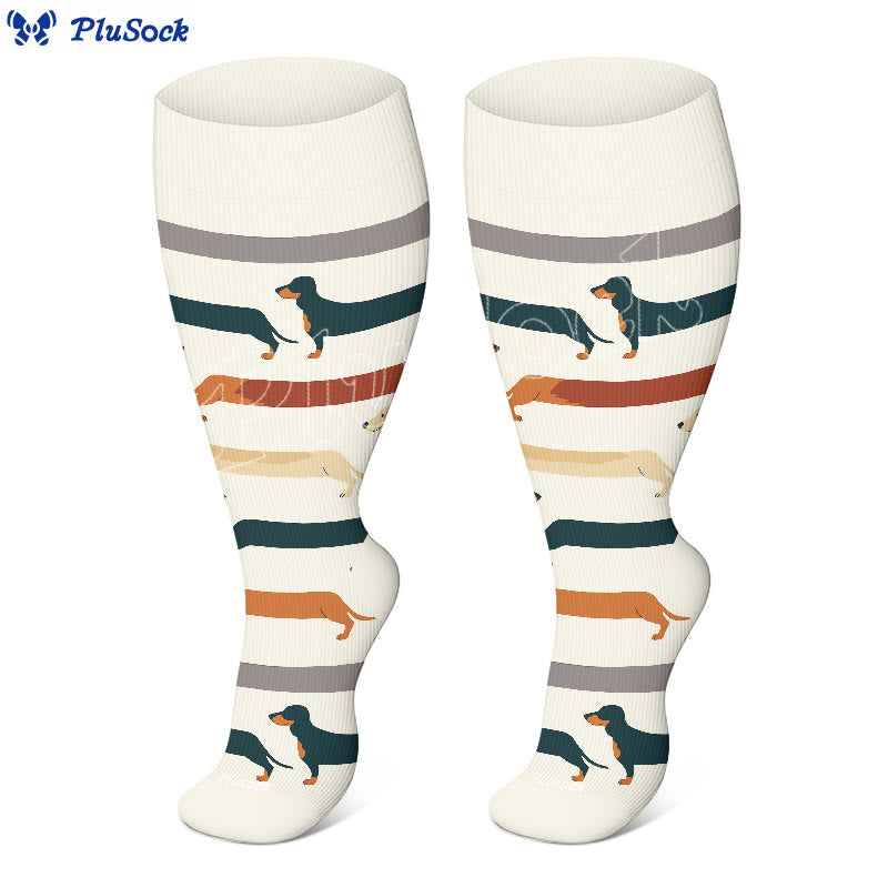 Plusock Plus Size Playful Dog Compression Socks(3 Pairs) - image 2