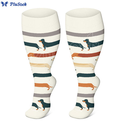 Plusock Plus Size Playful Dog Compression Socks(3 Pairs) - image 2