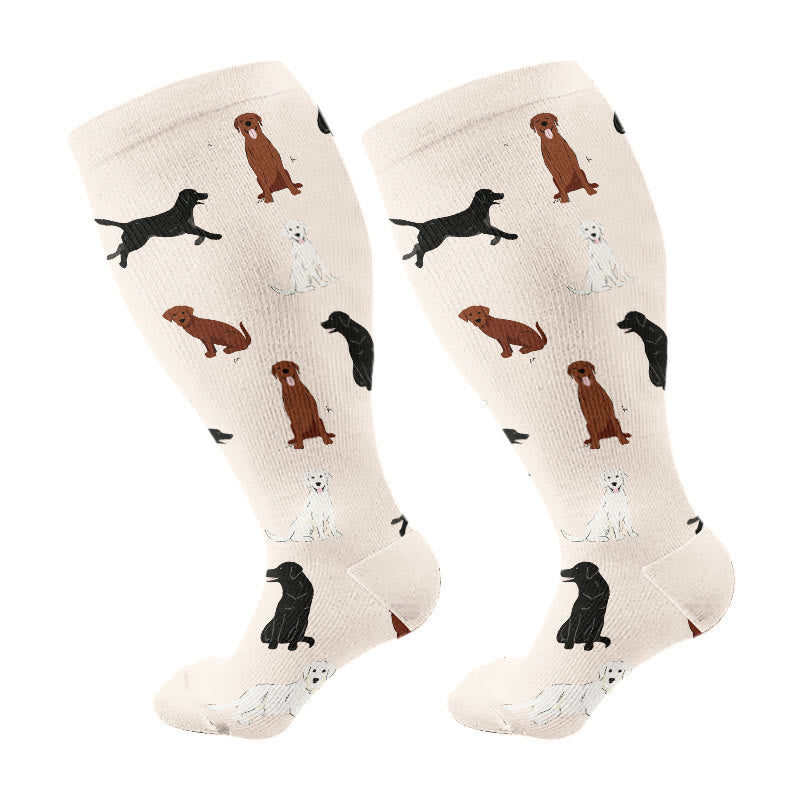 Plusock Plus Size Playful Dog Compression Socks(3 Pairs) - Pink(1 Pair) - 4XL - image 5