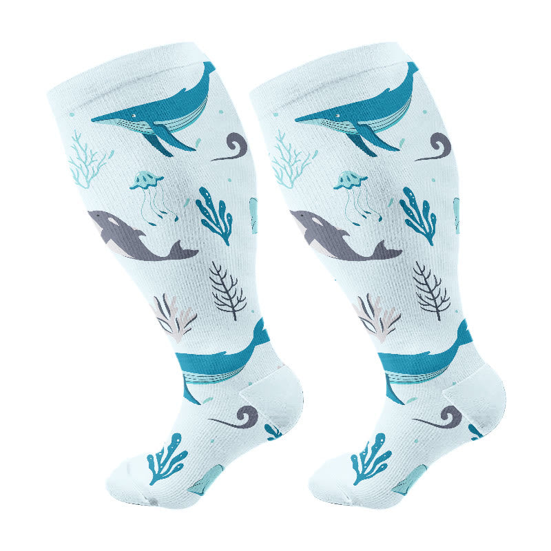 Plusock Plus Size Playful Dog Compression Socks(3 Pairs) - Blue(1 Pair) - 4XL - image 7