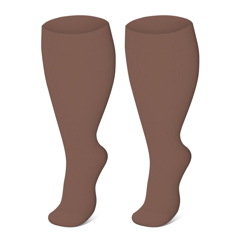 Plusock Free Today: Plus Size Light Pink Compression Socks - Coffee - 4XL - image 2