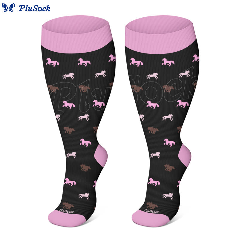 Plusock Plus Size Equestrian Themed Compression Socks(3 Pairs) - image 2