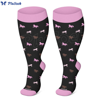 Plusock Plus Size Equestrian Themed Compression Socks(3 Pairs) - image 2
