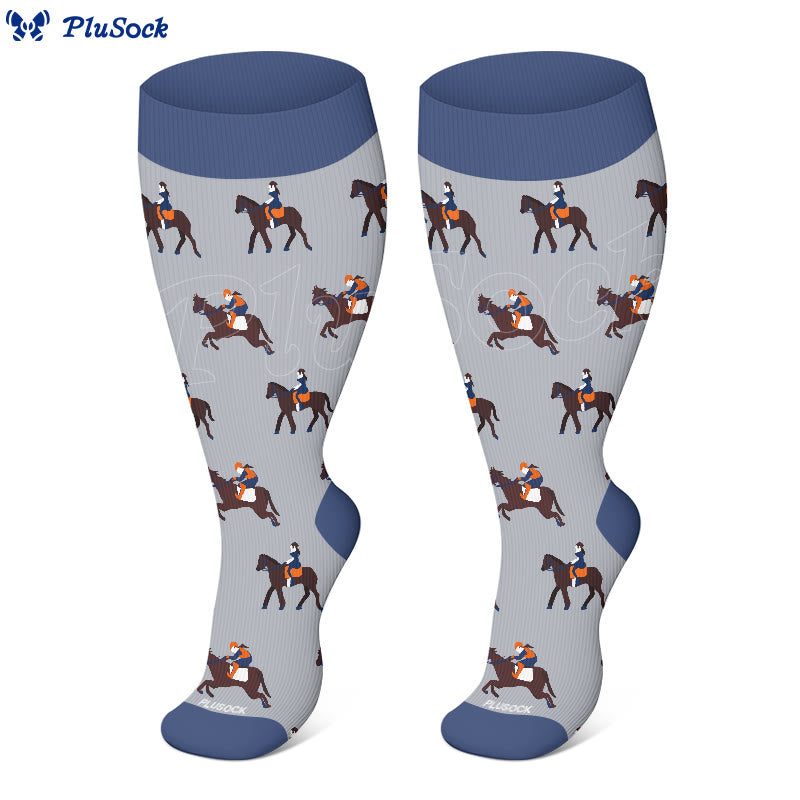 Plusock Plus Size Equestrian Themed Compression Socks(3 Pairs) - image 4
