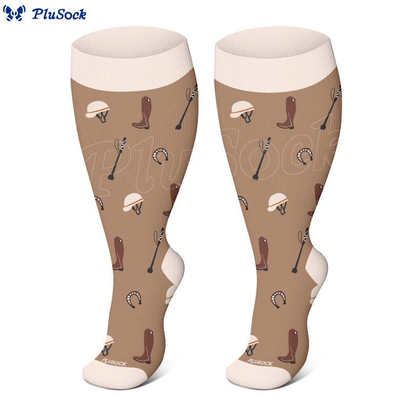 Plusock Plus Size Equestrian Themed Compression Socks(3 Pairs) - image 3