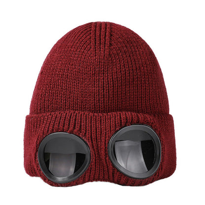 Plusock Keep warm Beanie With Goggles - Wine - One Size - image 12