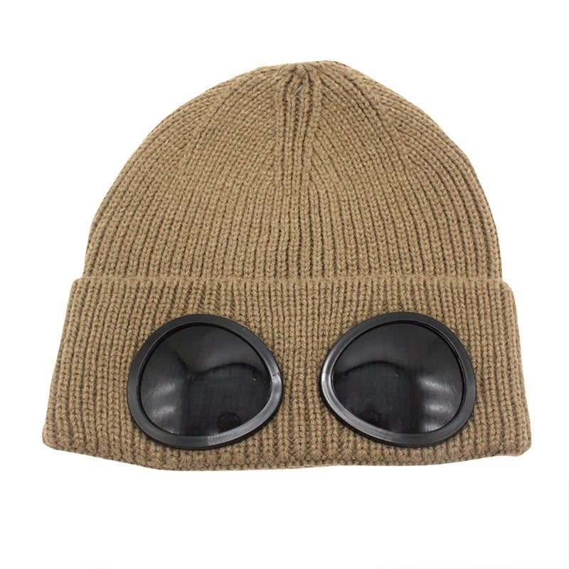 Plusock Keep warm Beanie With Goggles - Khaki - One Size - image 14
