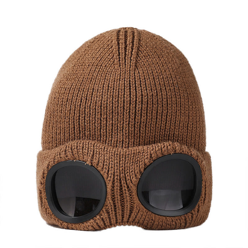 Plusock Keep warm Beanie With Goggles - Brown - One Size - image 16