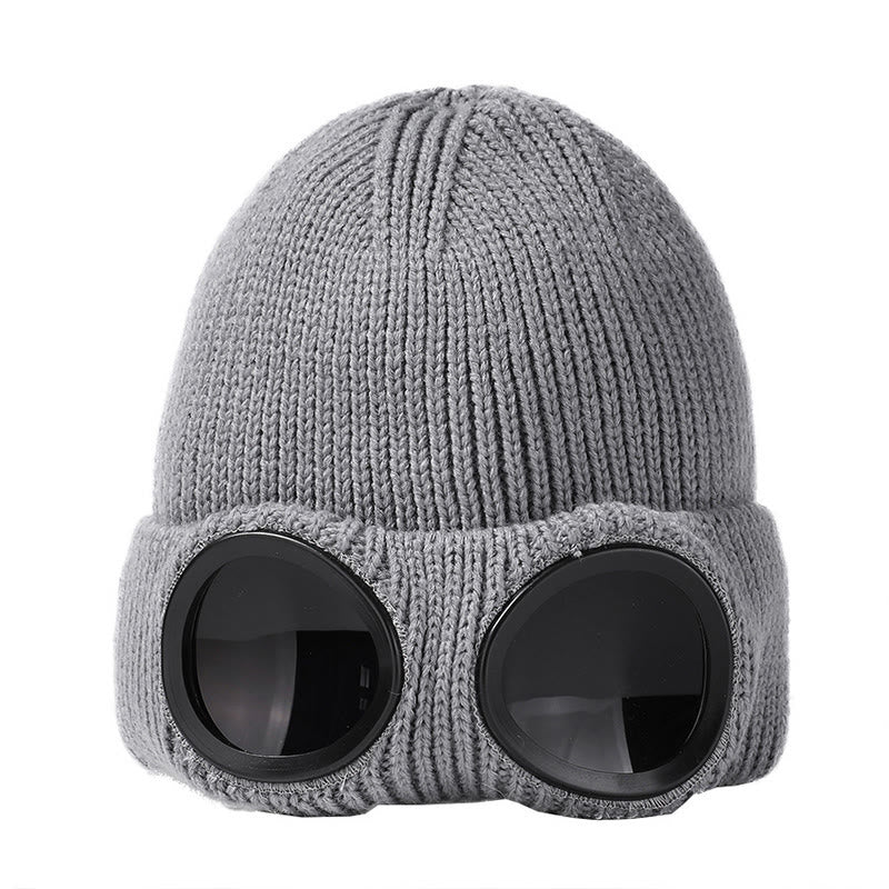 Plusock Keep warm Beanie With Goggles - Grey - One Size - image 15