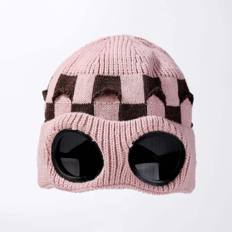 Plusock Grid Soft Beanie With Goggles - Pink - One Size - image 13
