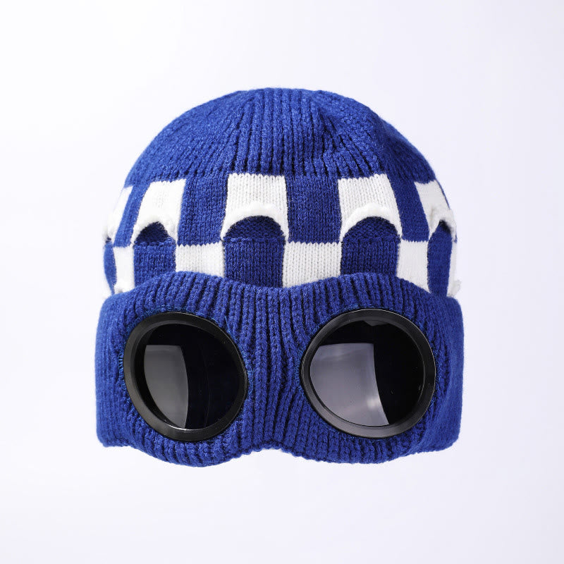 Plusock Grid Soft Beanie With Goggles - Blue - One Size - image 14