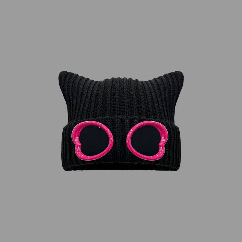 Plusock Eye Catching Design Beanie With Goggles - Black - One Size - image 4