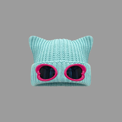 Plusock Eye Catching Design Beanie With Goggles - Lake Blue - One Size - image 6