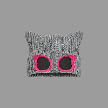 Plusock Eye Catching Design Beanie With Goggles - Grey - One Size - image 5