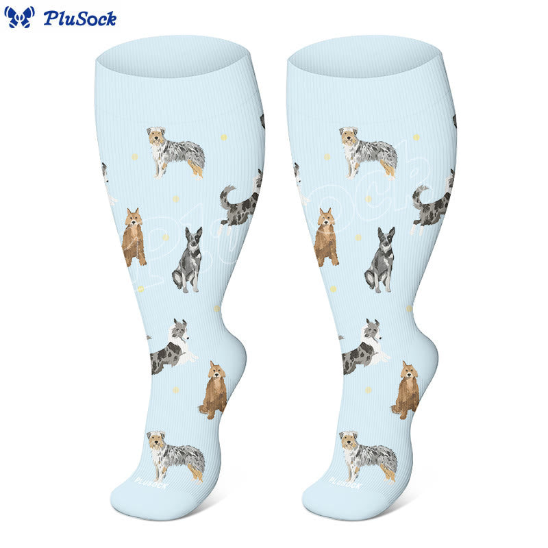 Plusock Plus Size Sloth Dog Compression Socks(3 Pairs) - image 3