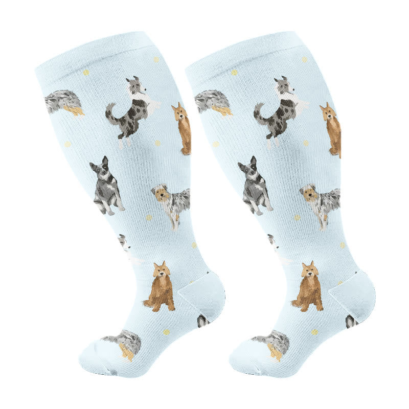 Plusock Plus Size Sloth Dog Compression Socks(3 Pairs) - Light Blue(1 Pair) - 4XL - image 6