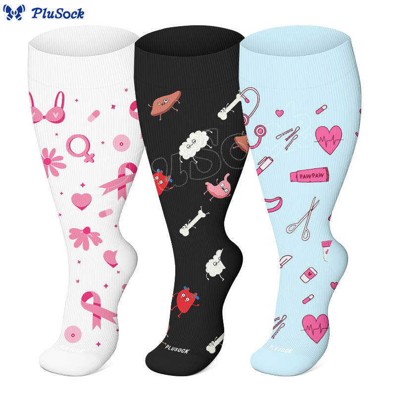 Plusock Plus Size Healthcare Icons Compression Socks(3 Pairs) - image 0