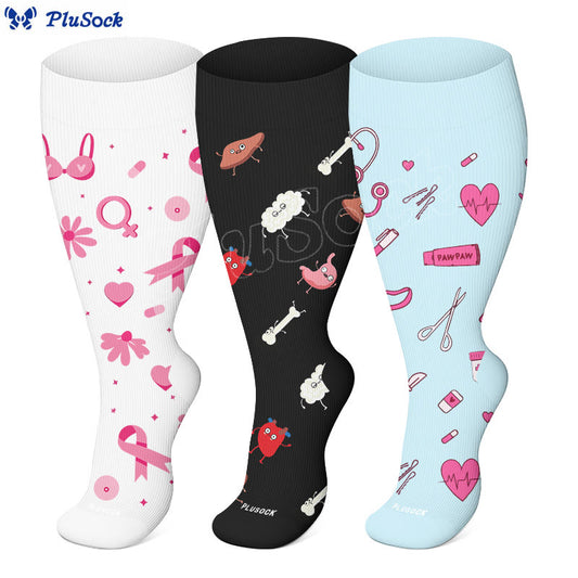 Plusock Plus Size Healthcare Icons Compression Socks(3 Pairs) - image 0