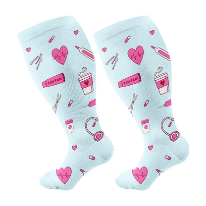 Plusock Plus Size Healthcare Icons Compression Socks(3 Pairs) - Light Blue(1 Pair) - 4XL - image 10