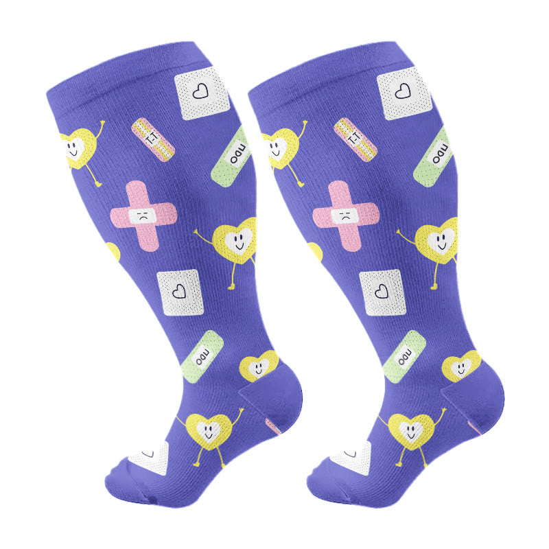 Plusock Plus Size Healthcare Icons Compression Socks(3 Pairs) - Purple(1 Pair) - 4XL - image 11