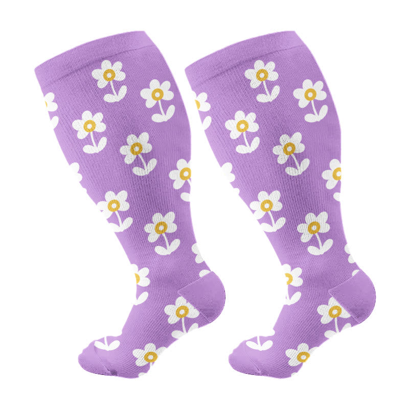 Plusock Plus Size Floral Trio Compression Socks(3 Pairs) - Purple(1 Pair) - 4XL - image 5