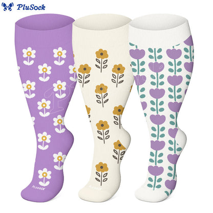 Plusock Plus Size Floral Trio Compression Socks - image 0