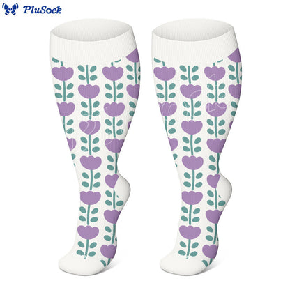 Plusock Plus Size Floral Trio Compression Socks(3 Pairs) - image 3