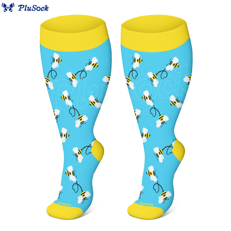 Plusock Plus Size Bee Snail Compression Socks(3 Pairs) - image 4