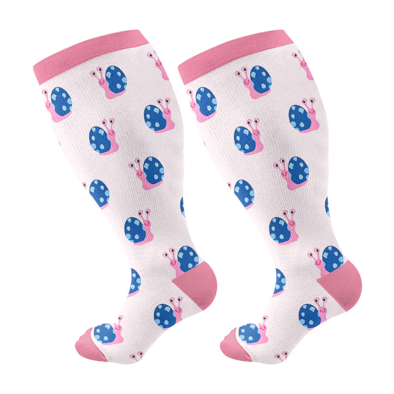 Plusock Plus Size Bee Snail Compression Socks(3 Pairs) - Pink(1 Pair) - 4XL - image 5