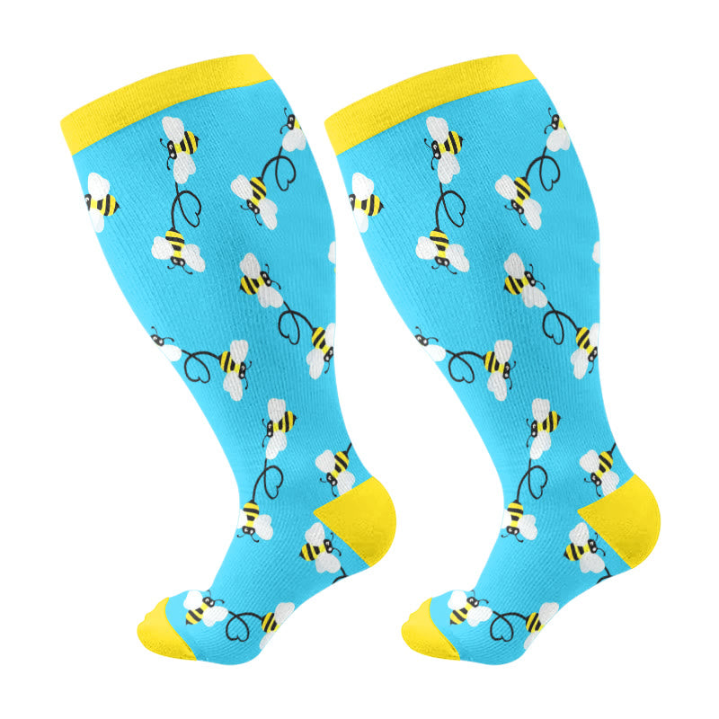 Plusock Plus Size Bee Snail Compression Socks(3 Pairs) - Blue(1 Pair) - 4XL - image 7