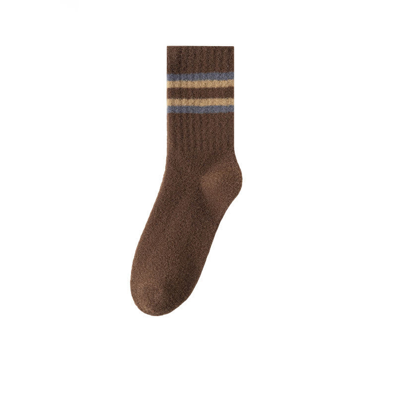Plusock Two Tone Parallel Bars Quarter Socks(3 Pairs) - Coffee - EU39-44(US6-10) - image 15