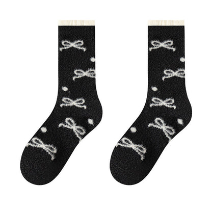 Plusock Warm Bow Tie Quarter Socks(5 Pairs) - Black - EU36-40(US3-7) - image 12