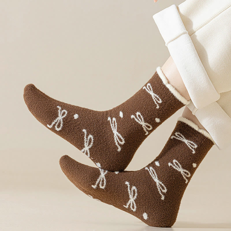 Plusock Warm Bow Tie Quarter Socks(5 Pairs) - image 1