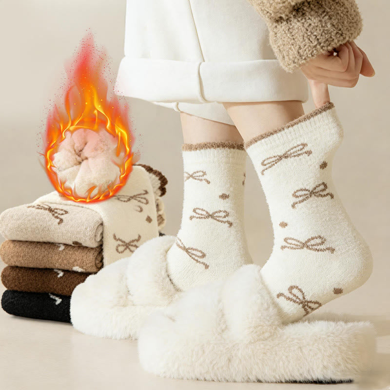 Plusock Warm Bow Tie Quarter Socks(5 Pairs) - image 8